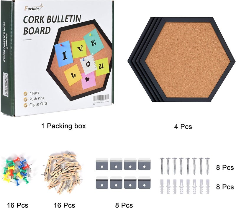 Facilife 4 Packs Cork Board,Corkboards for Wall,Small Cork Board Decorations,Cork Boards for Walls with Frame, Decorative for Office, School & Home - Image 3